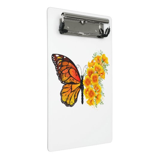 Bloem vlinder met gele Californische pap Mini Klembord (Schuin)
