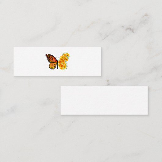 Bloem vlinder met gele Californische pap Mini Visitekaartje (Voorkant / Achterkant)