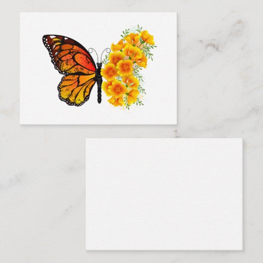 Bloem vlinder met gele Californische pap Notitiekaartje (Voorkant / Achterkant)