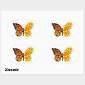 Bloem vlinder met gele Californische pap Ovale Sticker (Vel)