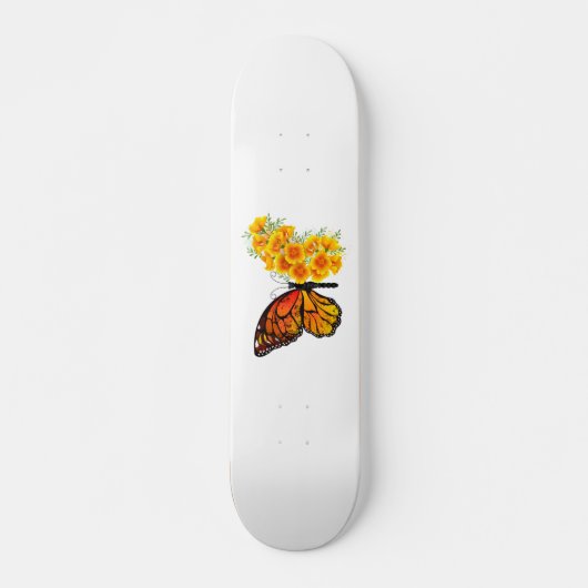 Bloem vlinder met gele Californische pap Persoonlijk Skateboard (Voorkant)