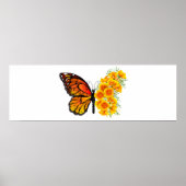 Bloem vlinder met gele Californische pap Poster (Voorkant)