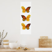 Bloem vlinder met gele Californische pap Poster (Keuken)