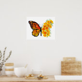 Bloem vlinder met gele Californische pap Poster (Keuken)