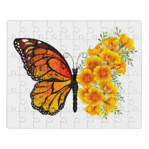 Bloem vlinder met gele Californische pap Puzzel