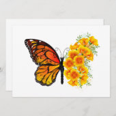 Bloem vlinder met gele Californische pap Save The Date (Voorkant / Achterkant)