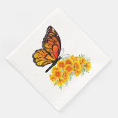Bloem vlinder met gele Californische pap Servet (Hoek)