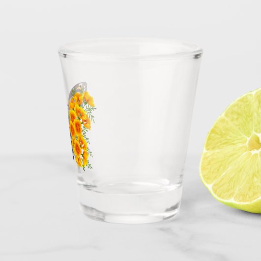 Bloem vlinder met gele Californische pap Shot Glas (Rechts)