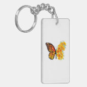 Bloem vlinder met gele Californische pap Sleutelhanger (Voorkant Links)