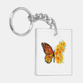 Bloem vlinder met gele Californische pap Sleutelhanger (Voorkant Links)