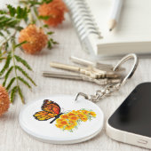 Bloem vlinder met gele Californische pap Sleutelhanger (Voorkant Rechts)