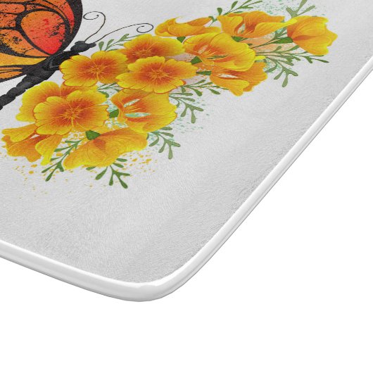 Bloem vlinder met gele Californische pap Snijplank (Hoek)