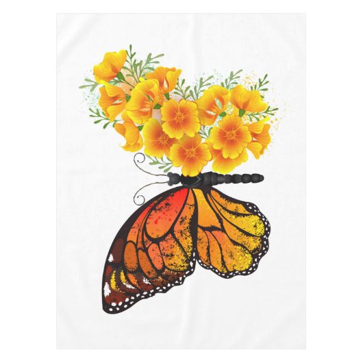 Bloem vlinder met gele Californische pap Tafelkleed (Voorkant)