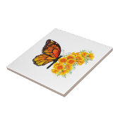 Bloem vlinder met gele Californische pap Tegeltje (Zijkant)