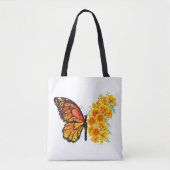 Bloem vlinder met gele Californische pap Tote Bag (Voorkant)