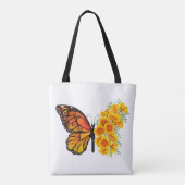 Bloem vlinder met gele Californische pap Tote Bag (Achterkant)
