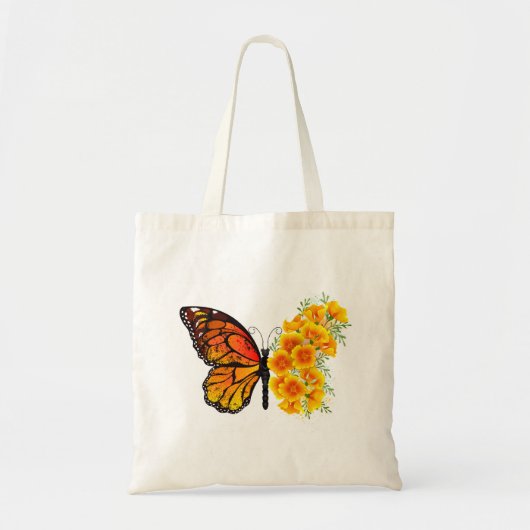 Bloem vlinder met gele Californische pap Tote Bag (Voorkant)