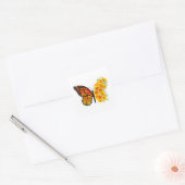 Bloem vlinder met gele Californische pap Vierkante Sticker (Envelop)
