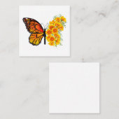 Bloem vlinder met gele Californische pap Vierkante Visitekaartje (Voorkant / Achterkant)