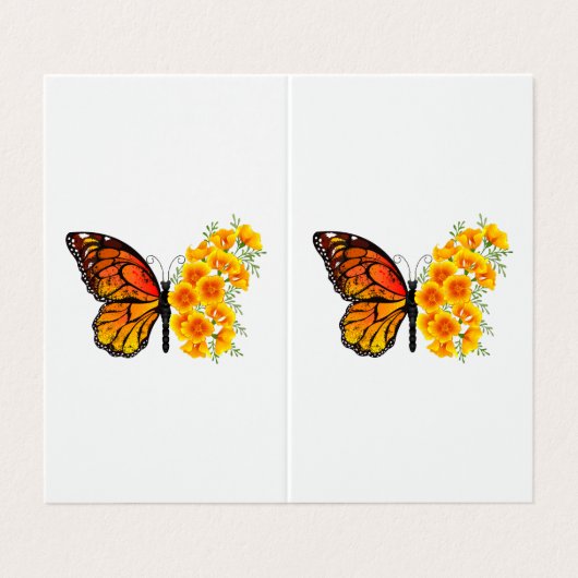 Bloem vlinder met gele Californische pap Visitekaartje (Buitenkant ongevouwen)