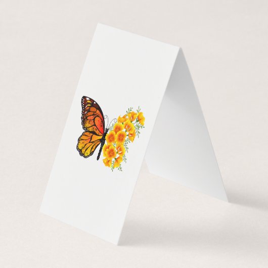 Bloem vlinder met gele Californische pap Visitekaartje (Voorkant)