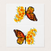 Bloem vlinder met gele Californische pap Visitekaartje (Buitenkant ongevouwen)