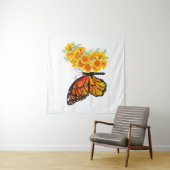 Bloem vlinder met gele Californische pap Wandkleed (In situ)