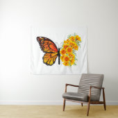 Bloem vlinder met gele Californische pap Wandkleed (In Situ (horizontaal))