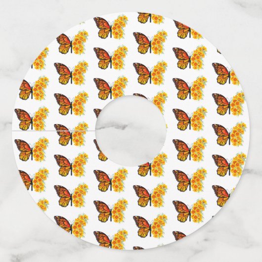 Bloem vlinder met gele Californische pap Wijnglaslabel (Voorkant)