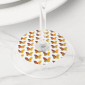 Bloem vlinder met gele Californische pap Wijnglaslabel (Dichtbij)