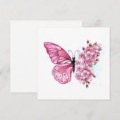 Bloem Vlinder met Roze Sakura Aankondiging (Voorkant / Achterkant)