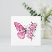 Bloem Vlinder met Roze Sakura Aankondiging (Staand voorkant)