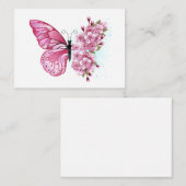 Bloem Vlinder met Roze Sakura Advieskaart (Voorkant / Achterkant)