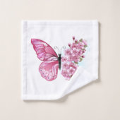 Bloem Vlinder met Roze Sakura Bad Handdoek (Wasdoekje)