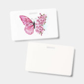Bloem Vlinder met Roze Sakura Badge (Voor- en achterkant)
