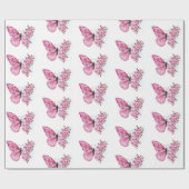Bloem Vlinder met Roze Sakura Cadeaupapier (Vlak)