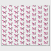 Bloem Vlinder met Roze Sakura Cadeaupapier (Vlak)