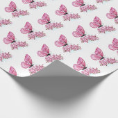 Bloem Vlinder met Roze Sakura Cadeaupapier (Hoek)