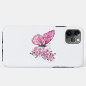 Bloem Vlinder met Roze Sakura Case-Mate iPhone Case (Achterkant (horizontaal))