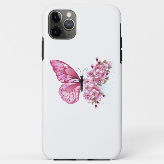 Bloem Vlinder met Roze Sakura Case-Mate iPhone Case (Achterkant)
