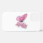 Bloem Vlinder met Roze Sakura Case-Mate iPhone Case (Achterkant (horizontaal))