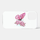 Bloem Vlinder met Roze Sakura Case-Mate iPhone Case (Achterkant (horizontaal))