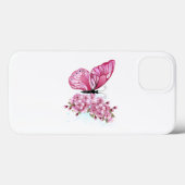 Bloem Vlinder met Roze Sakura Case-Mate iPhone Case (Achterkant (horizontaal))
