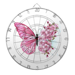 Bloem Vlinder met Roze Sakura Dartbord