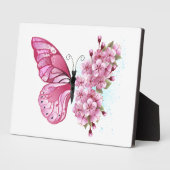 Bloem Vlinder met Roze Sakura Fotoplaat (Zijkant)