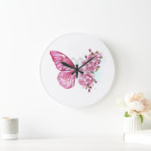 Bloem Vlinder met Roze Sakura Grote Klok (Huis)