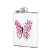 Bloem Vlinder met Roze Sakura Heupfles (Links)