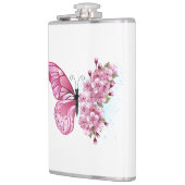 Bloem Vlinder met Roze Sakura Heupfles (Links)