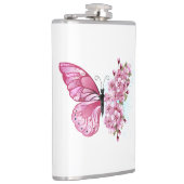 Bloem Vlinder met Roze Sakura Heupfles (Rechts)