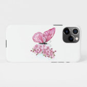 Bloem Vlinder met Roze Sakura iPhone Hoesje (Achterkant horizontaal)